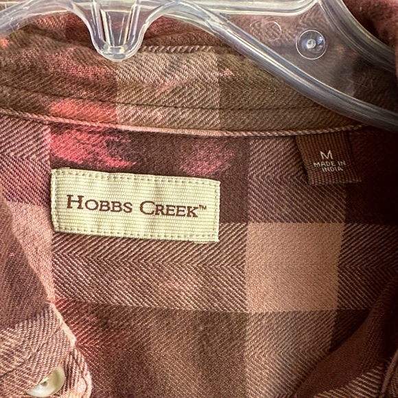 Casual Plaid Button Down Shirt in Brown and Pink bleach dipped Hobbs creek - Picture 2 of 4